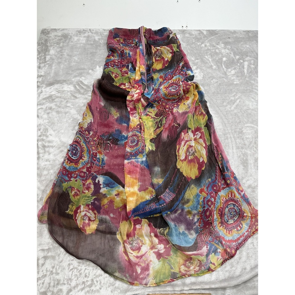 Daisy Dress Women's Size Large Multicolor Bohemian Flare Boho Chic Lined Sheer